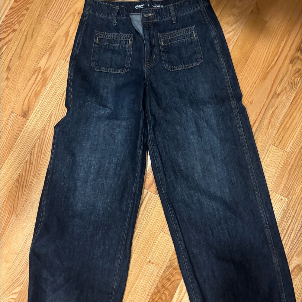 Old Navy Women's Dark Blue Wide Leg Jeans